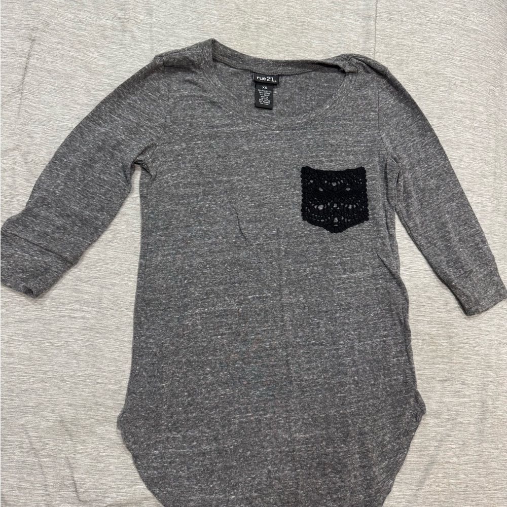 Gray Kids Shirt with Black Pocket